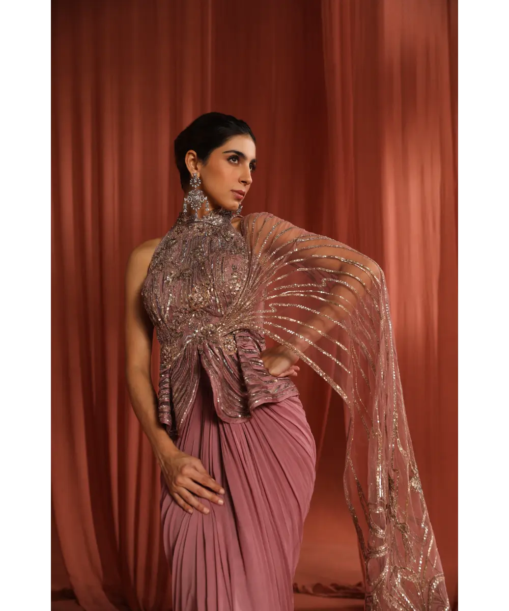 ADAARA COUTURE - Blossom Peplum Saree